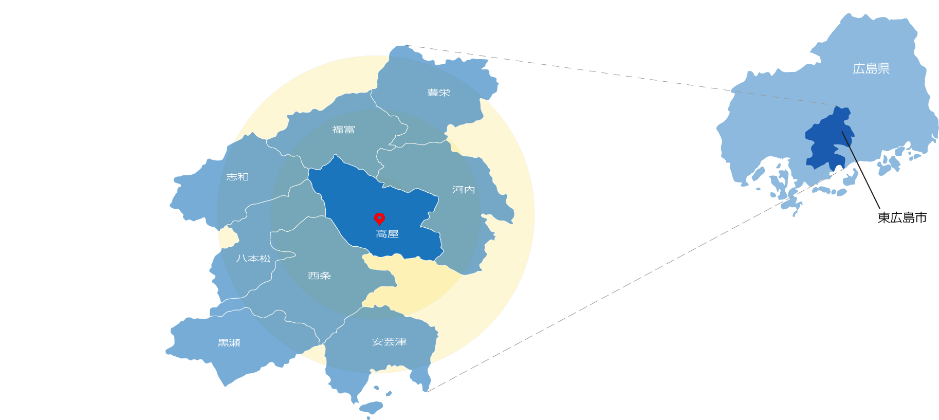 東広島市の対応エリアマップ